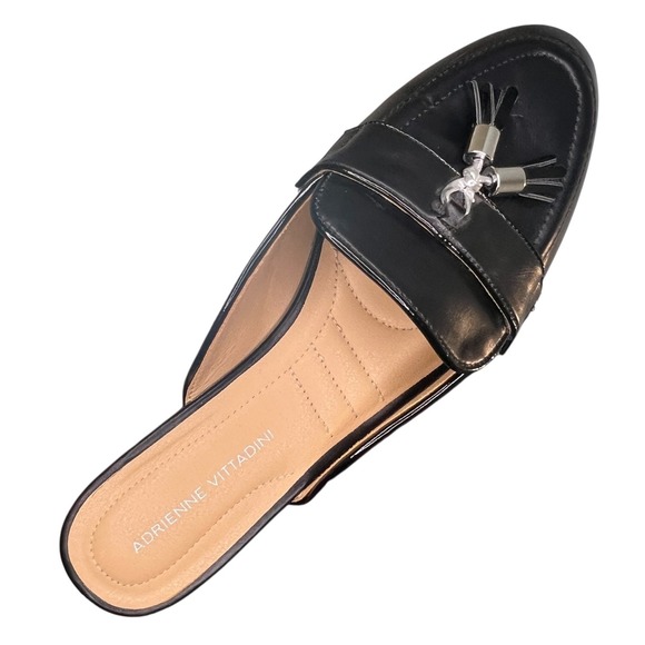 Adrienne Vittadini Black Tassel Mule Loafers 10M Office Chic - Picture 9 of 10